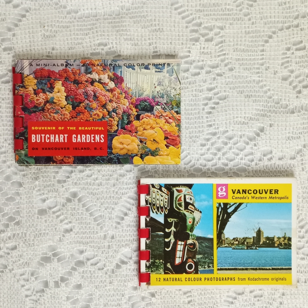 Vintage 2 Vancouver Canada Mini Albums Souvenir Butchart Gardens Spiral Bound